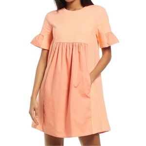 English Factory Solid Minidress in Coral